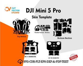 Dji Mini 5 pro Skin Vector Templete File Skin gestanste lay-out volledig omwikkeld