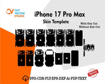 iPhone 17 Pro Max Skin Vector Templete File Skin Die Cut Layou Digital File