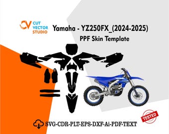 Yamaha -YZ250FX_(2024-2025) Archivo de plantilla vectorial PPF Diseño de troquelado