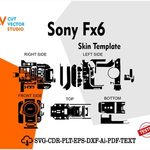 SONY FX6  Skin Vector Template File Skin Die Cut Layout