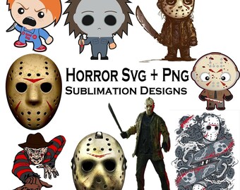 ホラー映画バンドルSVG、ハロウィーンSVG、赤ちゃんホラーキャラクターSVG、png、svgホラーpng、svg png、デジタルダウンロード、インスタントダウンロード