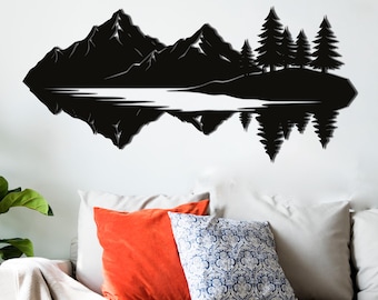Mountain & Forest Metal Wall Art, Landscape Steel Wall Decor, Nature Inspired Wall Sculpture, Large Modern Wall Art for Home, Metal Decor