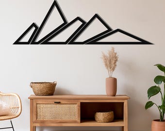 Modern Geometric Mountain Metal Wall Art, Adventure Nature Decor for Nursery, Minimalist Peaks Sculpture, Office Wall Hanging, Explorer Gift