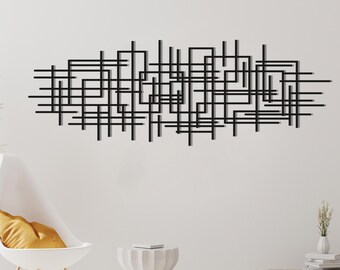Modern Abstract Metal Wall Art, Geometric Line Art, Minimalist Home Decor, Above Bed Decor, Living Room Art, Luxury Style Metal Wall Art