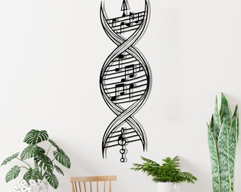 Music DNA Wall Art, Musical Note Metal Decor, Treble Clef Sculpture, Studio Wall Hanging, Gift for Musicians, Modern Sound Wave Home Sign