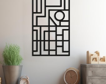 Arte geométrico de pared de metal, decoración abstracta moderna, escultura minimalista, decoración contemporánea para oficina, idea única de regalo industrial para el hogar.