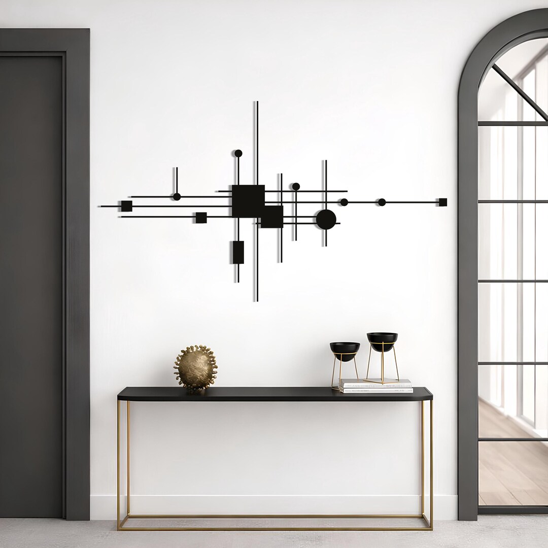 Abstract Metal Wall Art, Geometric Metal Wall Decor, Modern Minimal ...