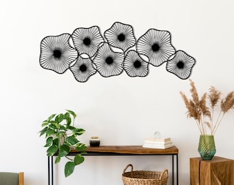 Abstract Flower Metal Wall Art, Modern Floral Wall Decor, Large Metal Wall Hanging, Minimalist Botanical Wall Sculpture, Unique Home Decor