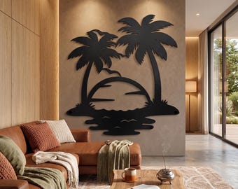Decoración de pared con palmeras tropicales, arte de pared costero, decoración para casas de playa, arte de pared tropical bohemio, decoración de pared de verano, arte de pared, arte de pared de verano bohemio