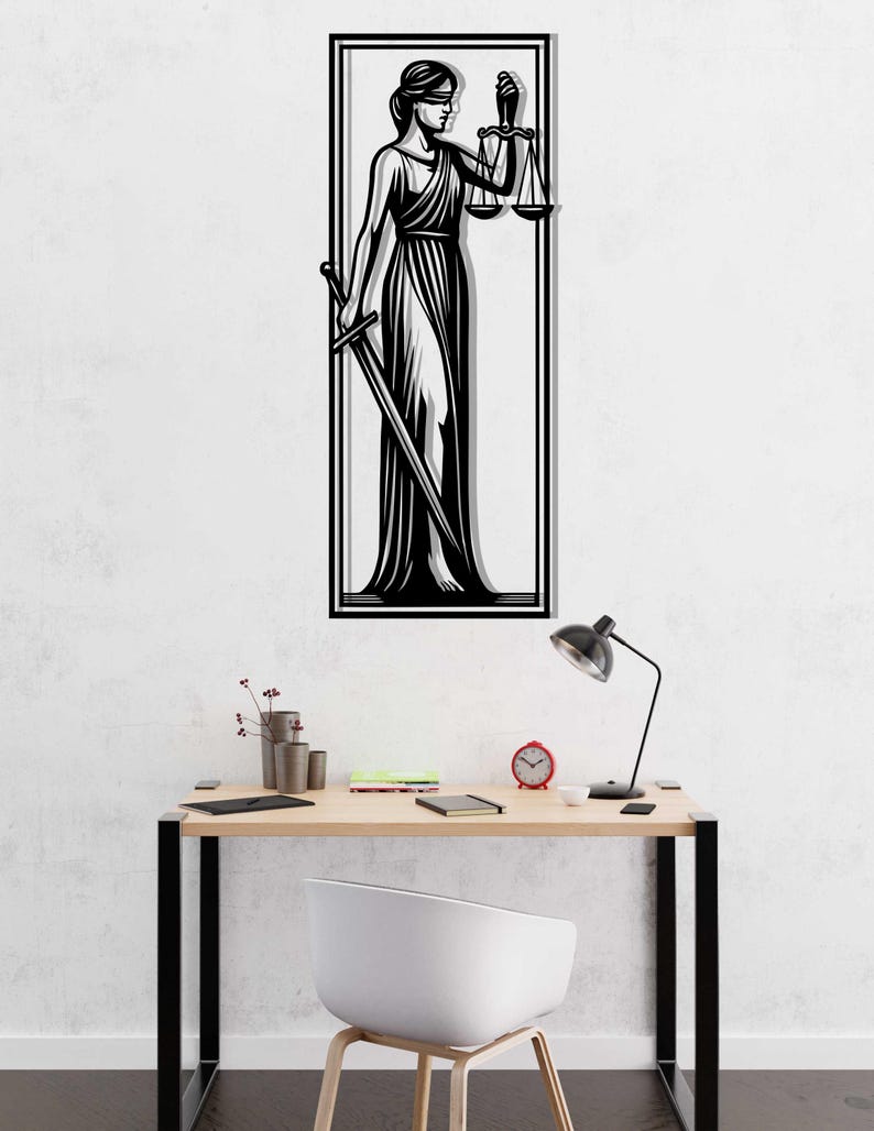 Lady Justice Metal Wall Art, Law Office Wall Decor, Scales of Justice ...