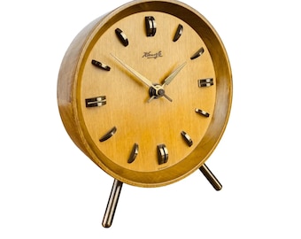 Kienzle wooden table clock - Mid Century Modern - Vintage - Brass hands - Germany