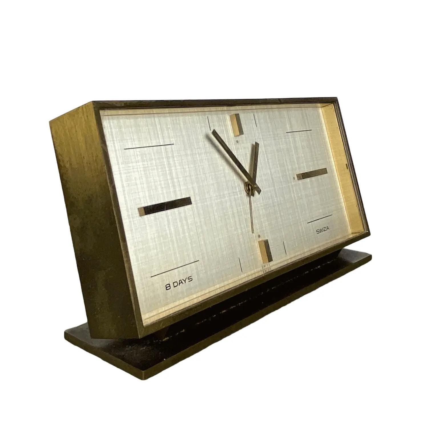 SWIZA 8 置き時計　手巻き式　アラーム付き　真鍮 スイス製　ヴィンテージ SWIZA 8 置き時計 手巻き式 アラーム付き 真鍮 スイス製