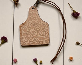 Tooled Cowtag Leather Freshie