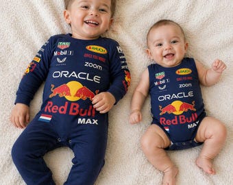 Body bébé Max Verstappen F1, barboteuse Red Bull Racing pour bébé, tenue le jour de la course