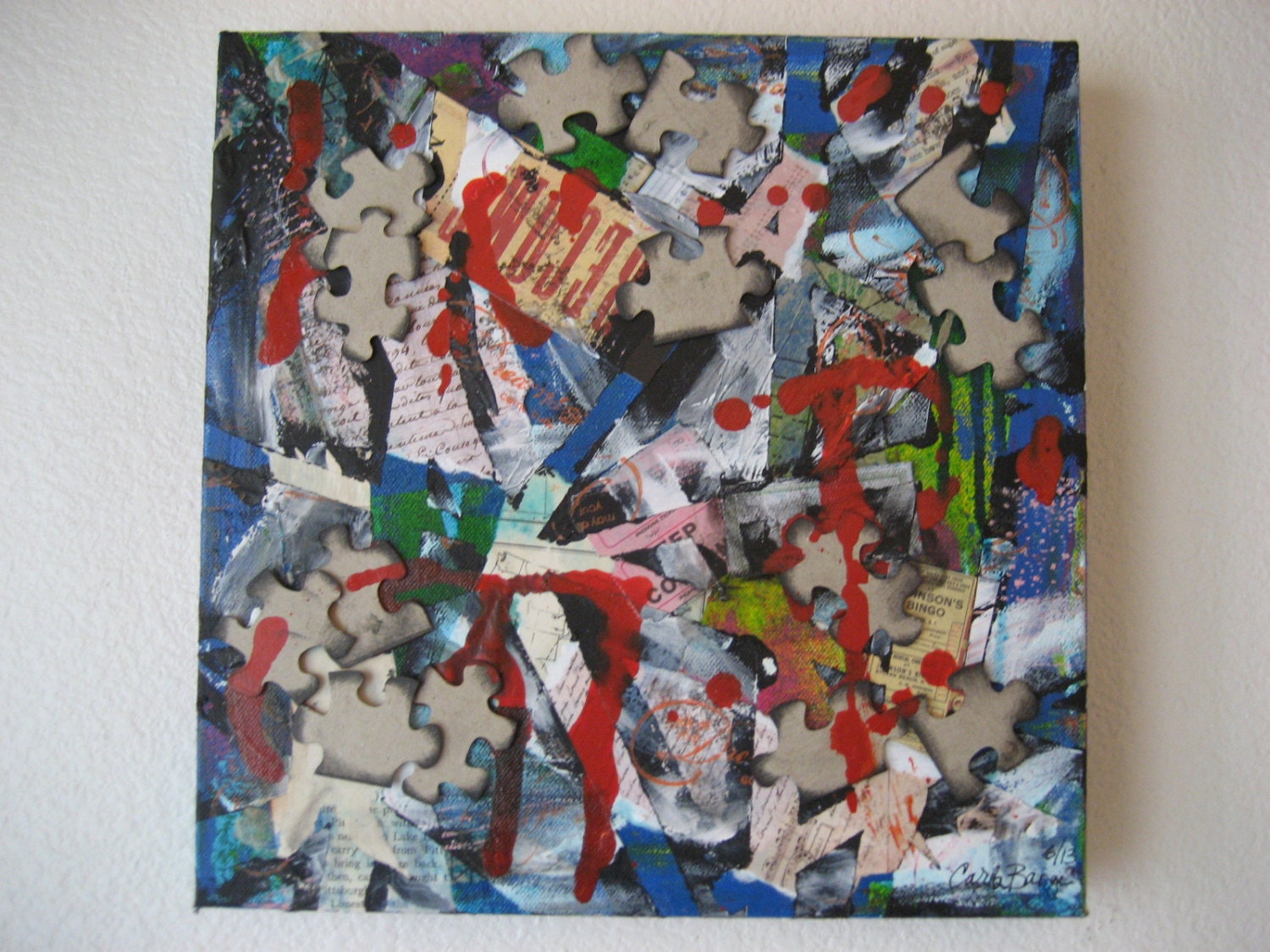 Puzzle PIece Art Abstract Painting Graffiti on Canvas