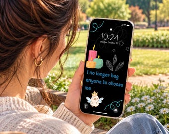 Tapeta na telefon z potwierdzeniem własnej wartości, Już nie proszę nikogo, żeby mnie wybrał, Czarny estetyczny ekran blokady, Tło na iPhone'a z motywem miłości do siebie