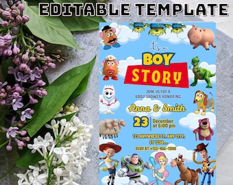 Toy Story Baby Shower Invitation, Boy Story, Editable Template (Digital File)