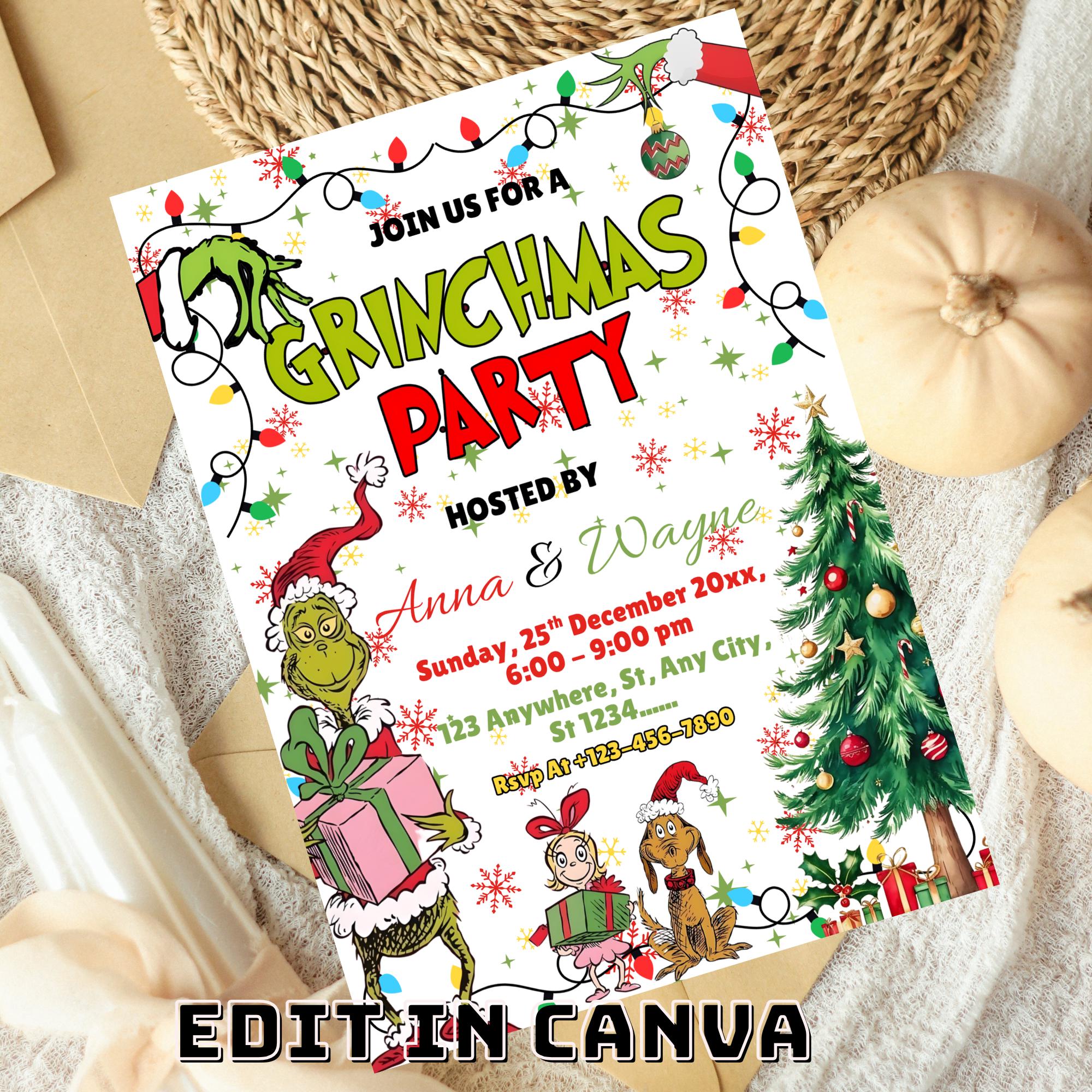 Grinchmas Party Invitation | Editable Template (digital Download) - Etsy
