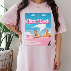 McLaren Lando Norris & Oscar Piastri Barbie F1 T-Shirt, Tee, Formula 1 Gift, McLaren Racing Shirt, F1 Merch, F1 Clothing Tee