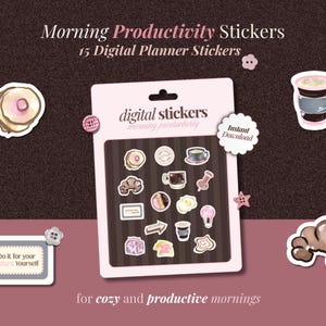 GoodNotes Stickers Aesthetic • Digital Planner Notebook Habit Tracker • Morning Routine Stickers Coffee • Back to School Cozy Pack