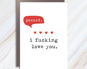 Pssst. Tarjeta "Te amo, carajo", tarjeta de felicitación para adultos, tarjeta "porque sí", tarjeta de San Valentín, tarjeta de amor, para esposo y esposa VC84