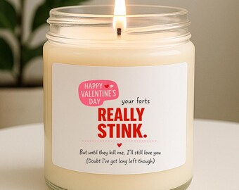 Vela divertida de San Valentín: "Tus pedos apestan mucho", regalo para chicos, fragancia para tu esposo, regalo para él, VK81