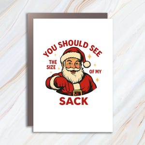 You Should See The Size Of My Sack Funny Santa Christmas Greeting Card With Stars C918