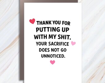 Tarjeta de amor divertida, tarjeta de felicitación sarcástica para San Valentín, tarjeta de aniversario divertida para esposo, esposa, novio y novia VC22