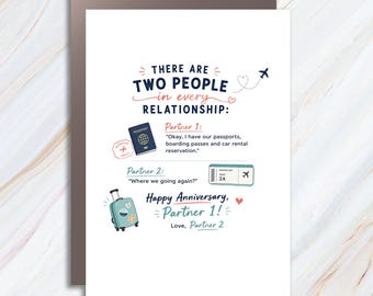 There Are Two People In Every Relationship Funny Anniversary Card For Partner Travel Planner Forgetful Couple Cute AC126