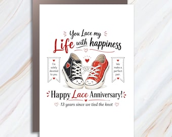 You Lace My Life With Happiness Happy Lace Anniversary Card 13th Wedding Anniversary Funny Pun Card For Couple AC111