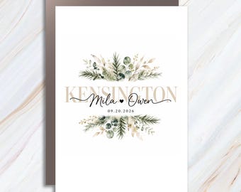 Custom Wedding Card Elegant Floral Personalized Couple Keepsake C1175