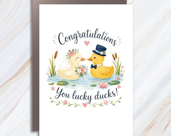 Congratulations You Lucky Ducks Wedding Card Cute Ducks In Love Newlyweds Card For Couple Romantic Marriage Card WC79