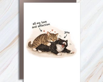 Funny Cats Greeting Card For Anniversary Romantic And Mothers Day MC175