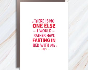 Funny Valentines Day Greeting Card For Him, Love Card For Boyfriend, Anniversary Card, Fart In Bed VC18