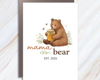 Personalized Mama Bear Greeting Card, Custom Mother's Day Card, Gift For Mom Or Grandma, New Mom Card MC122