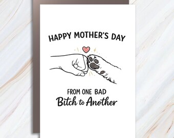 Funny Mother's Day Card From Dog With Fist Bump Design - Humorous Greeting Cards MC13