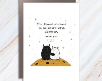 You Found Someone To Be Weird With Forever Anniversary Card Cute Monsters Couple Love Card Funny Romantic For Partner WC90