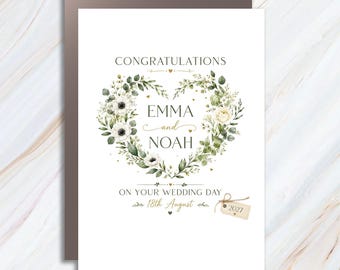Congratulations On Your Wedding Day Wedding Card Floral Heart Newly Married Couple Personalized Card WC64