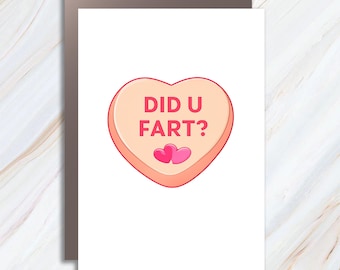 Funny Valentine's Day Greeting Card - Candy Heart Humor Card For Couples VC17
