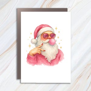 Santa Blowing Bubble Christmas Card, Funny Holiday Greeting Card, Humorous Santa Card C799