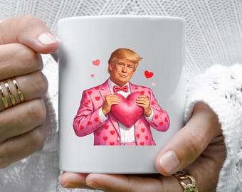 Funny Trump Valentine's Day Mug: MAGA Love Gift With Heart Pillow VM71