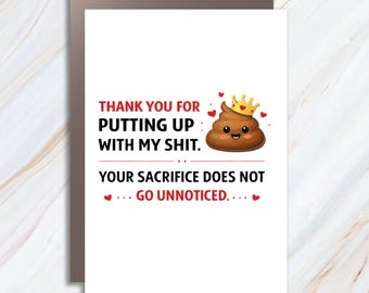 Funny Anniversary Card For Husband Or Partner, Cute Greeting Card For Him Or Her, Humorous Valentine's Day Card VC75