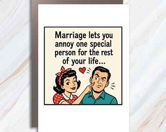 Marriage Lets You Annoy One Special Person Anniversary Card Funny Retro Couple Love Card For Husband Wife Cute Romantic WC80