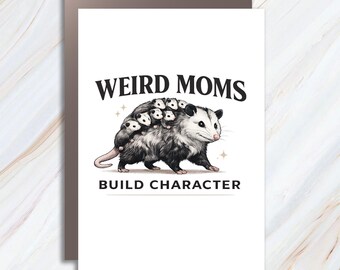 Weird Mom Possum Greeting Card: Funny Animal Card For Laptop, Car, Bottle Lovers MC138