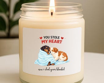 Blanket Thief Funny Candle For Boyfriend - Valentines Day Candle For Girlfriend - Dog Lover Gift VK78