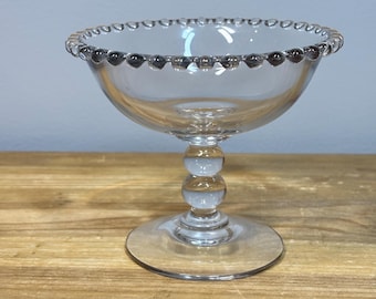 Vintage Imperial Glass Candlewick pedestal compote bowl fairy lamp base candy dish