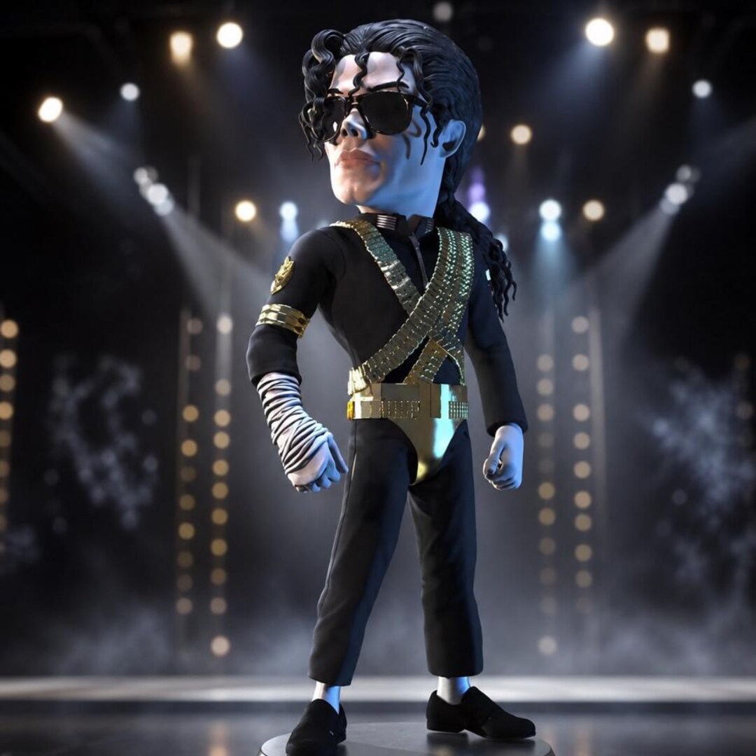 Hand-painted Michael Jackson Bad Era Chibi Figure, Artisan 3D
