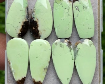 Natural Lemon Chrysoprase Gemstones: Mix Shape, Hand Polished Jewelry Lot (4 Pairs, 23-25mm)