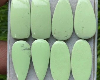 Natural Lemon Chrysoprase Gemstones: Mix Shape, Hand Polished Jewelry Lot (4 Pairs, 22-26mm)