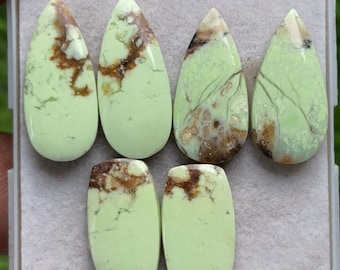 Natural Lemon Chrysoprase Gemstones: Mix Shape, Hand Polished Jewelry Lot (3 Pairs, 19-25mm)